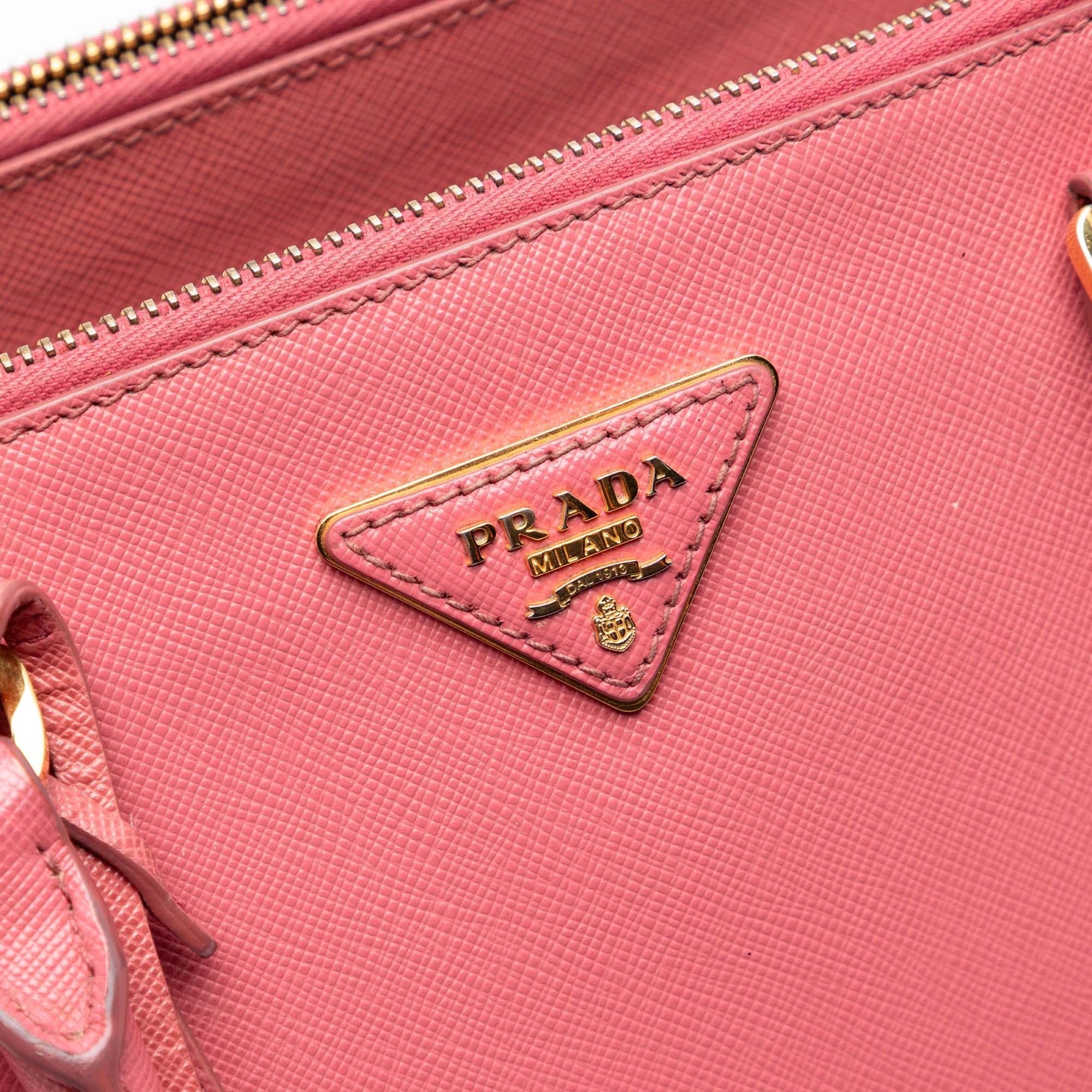 Prada Medium Saffiano Lux Galleria Double Zip Satchel