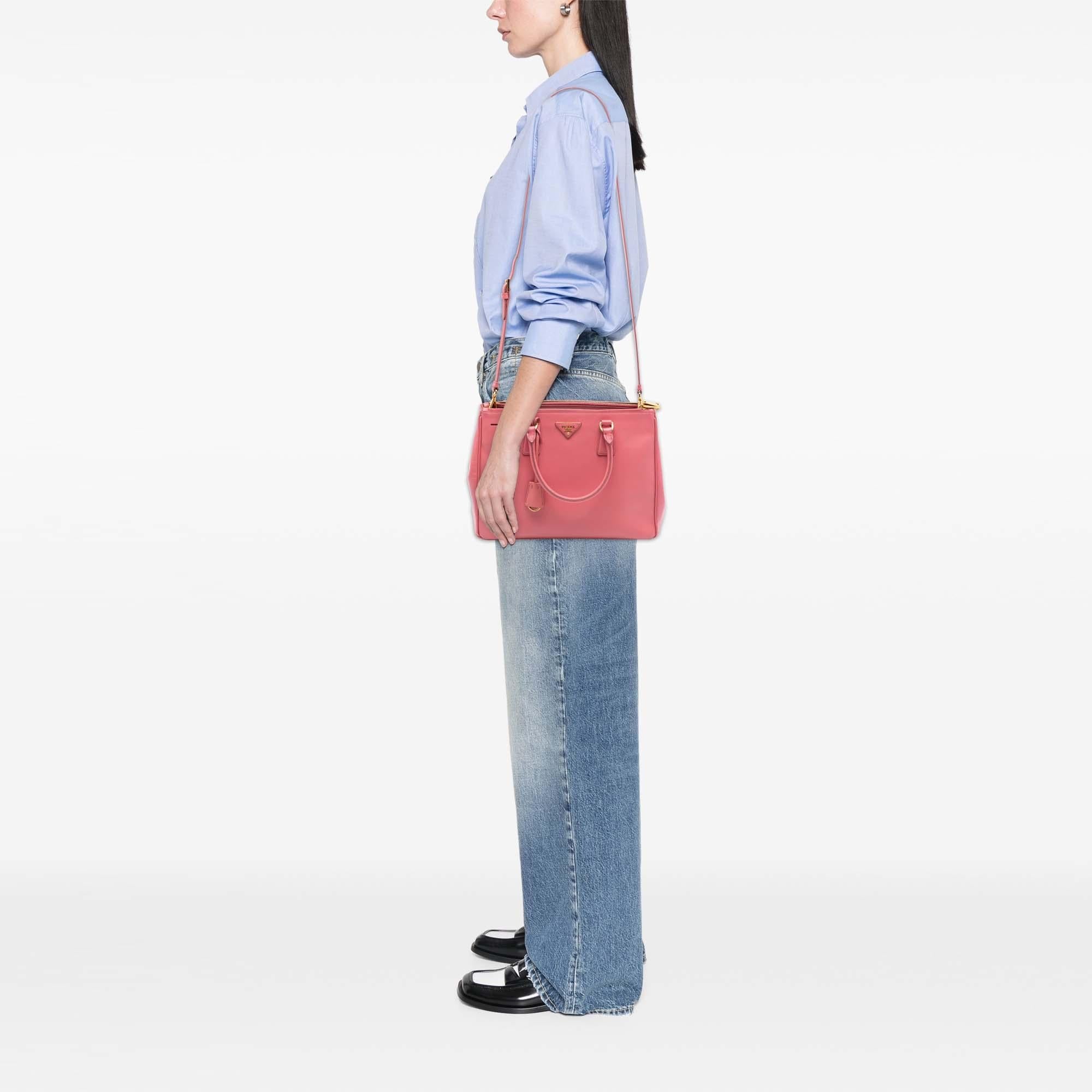 Prada Medium Saffiano Lux Galleria Double Zip Satchel