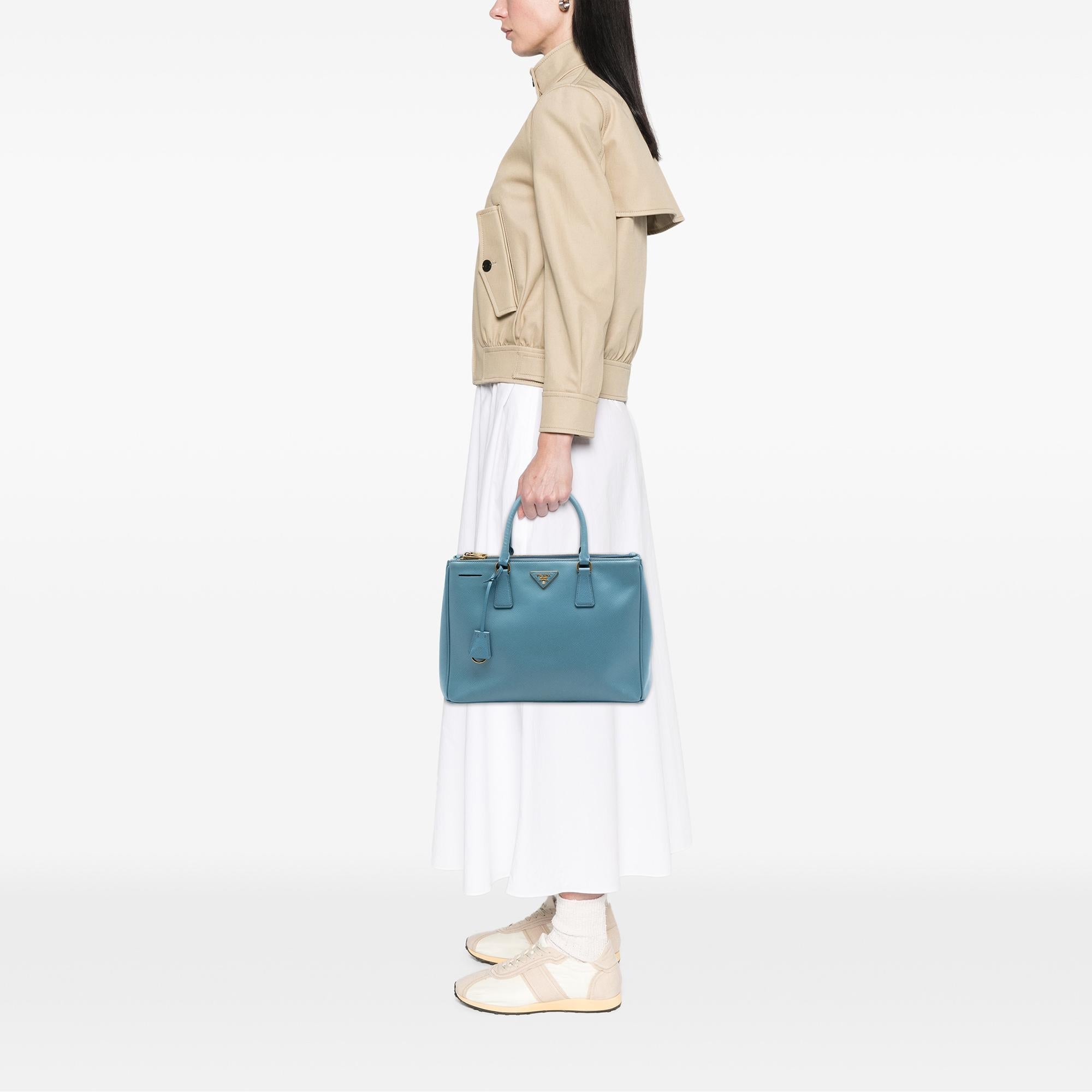 Prada Medium Saffiano Lux Galleria Double Zip Satchel