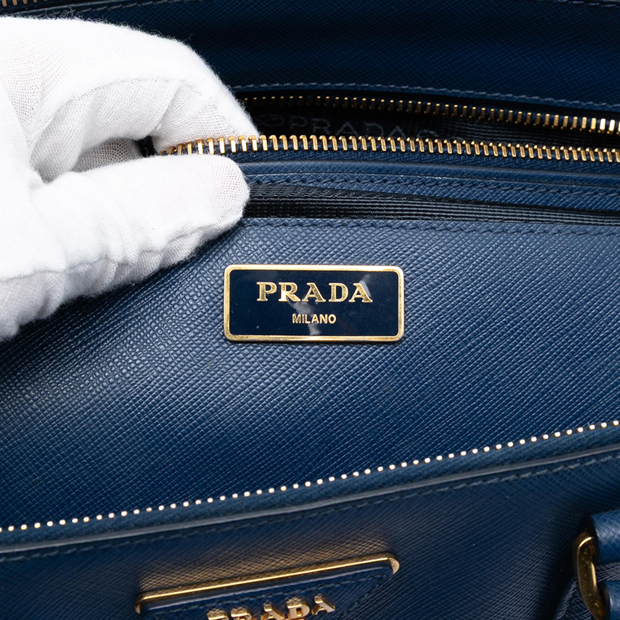 Prada Medium Saffiano Lux Galleria Double Zip Satchel