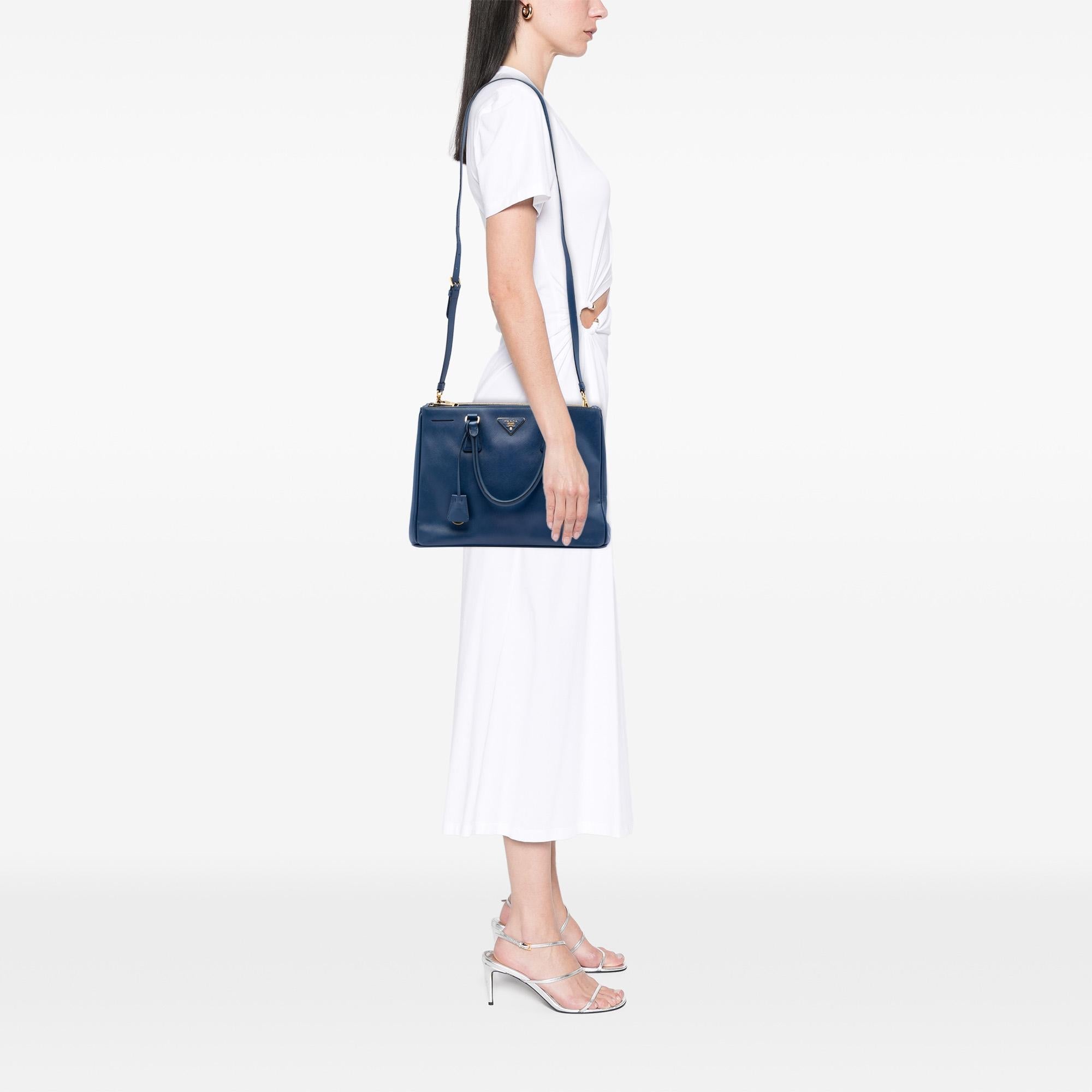 Prada Medium Saffiano Lux Galleria Double Zip Satchel
