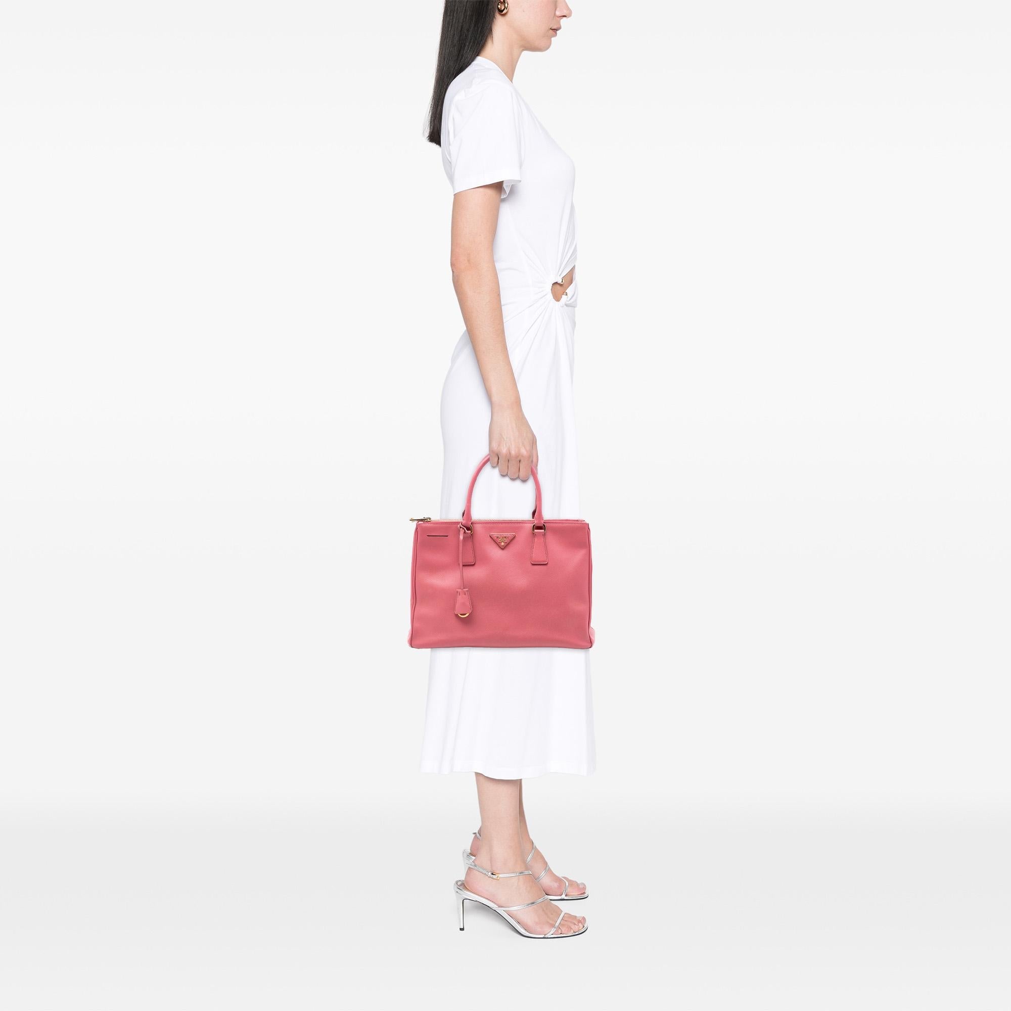 Prada Medium Saffiano Lux Galleria Double Zip Satchel