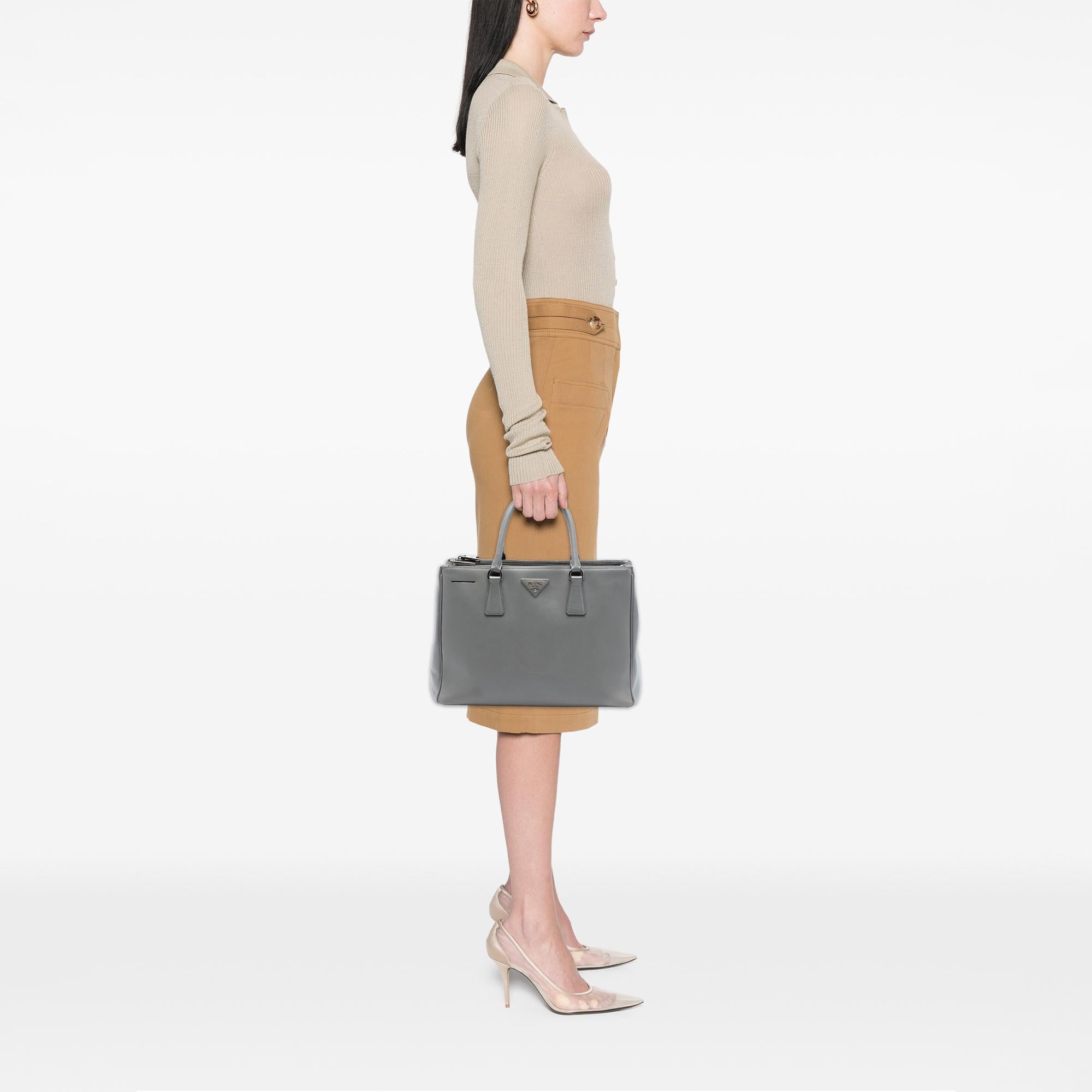 Prada Medium Saffiano Lux Galleria Double Zip Satchel