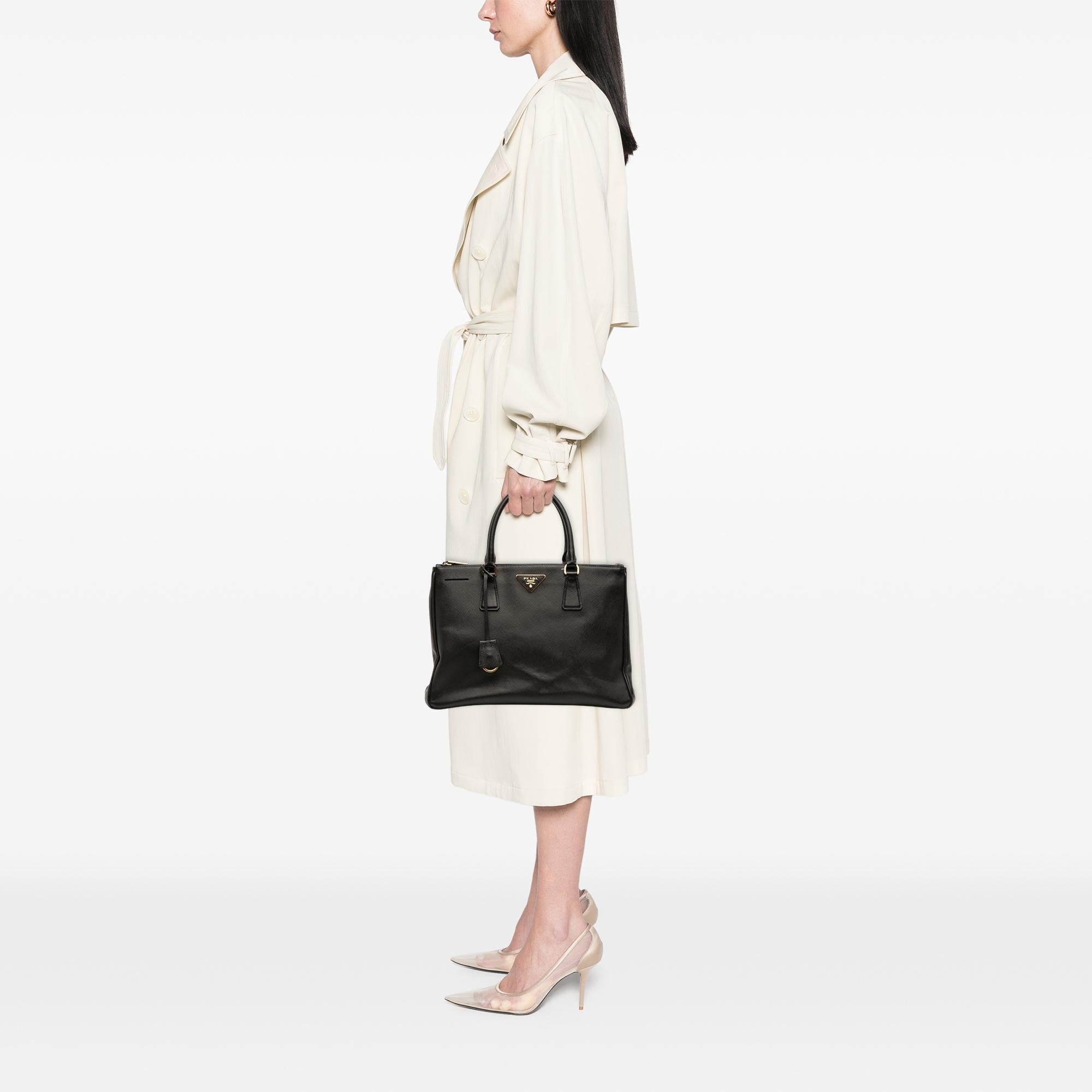 Prada Medium Saffiano Lux Galleria Double Zip Satchel