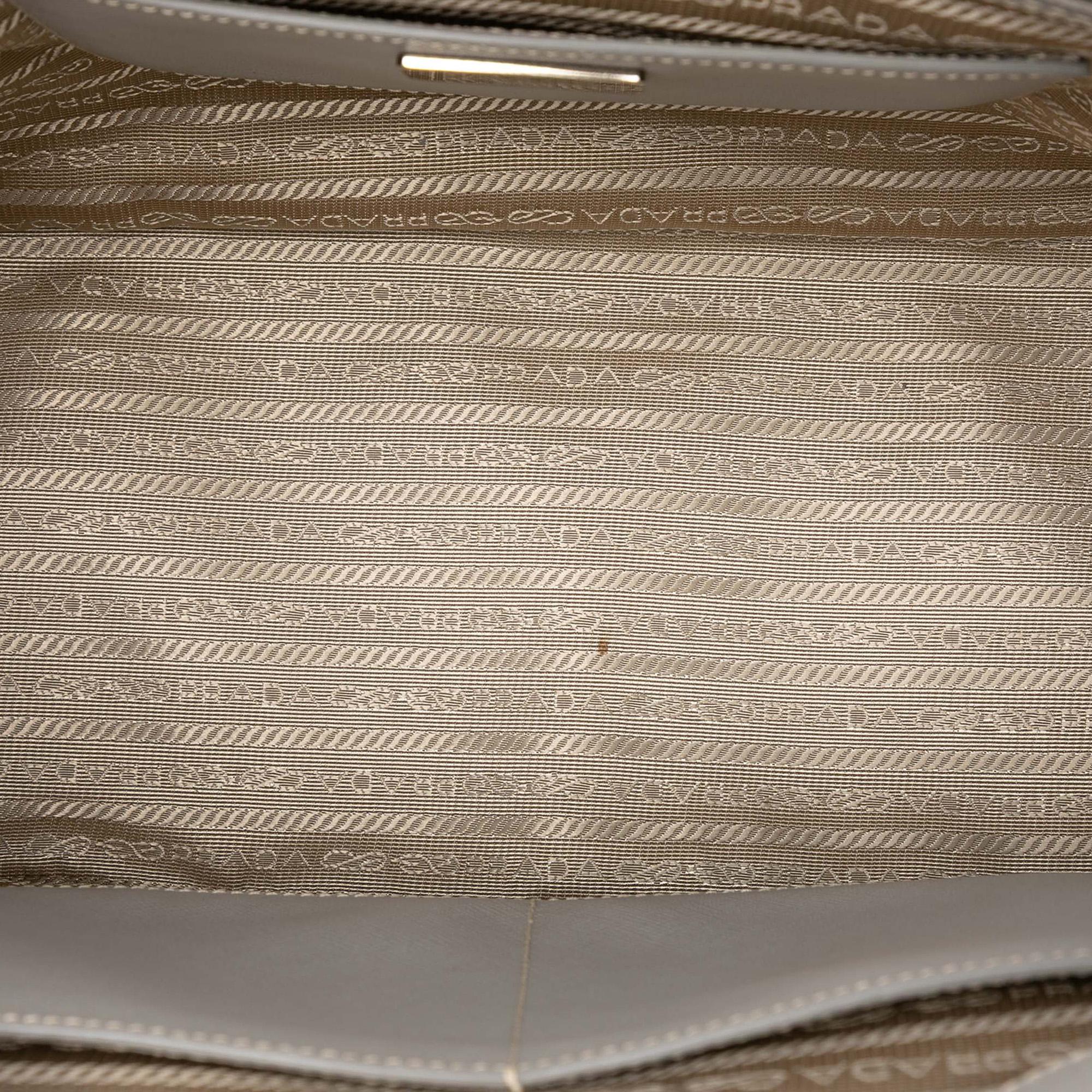 Prada Medium Saffiano Lux Studded Crystal Galleria Double Zip Satchel