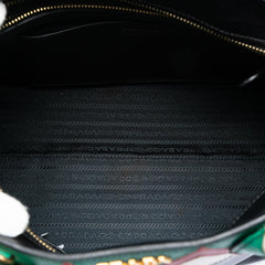 Prada Medium Saffiano Trimmed City Calf Greca Esplanade Satchel