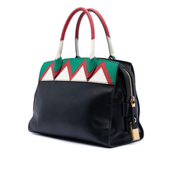 Prada Medium Saffiano Trimmed City Calf Greca Esplanade Satchel
