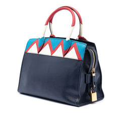 Prada Medium Saffiano Trimmed City Calf Greca Esplanade Satchel
