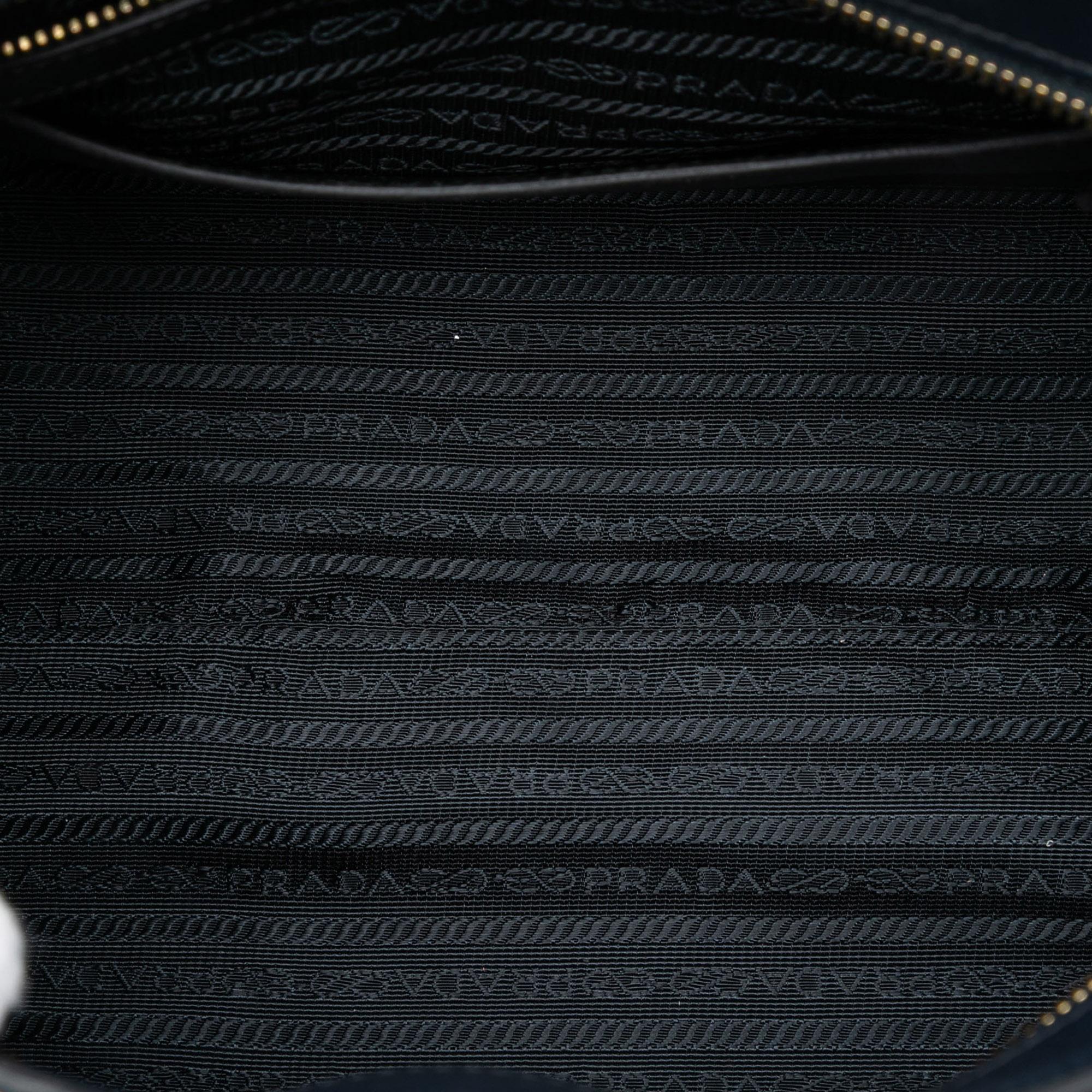 Prada Medium Saffiano Trimmed City Calf Greca Esplanade Satchel