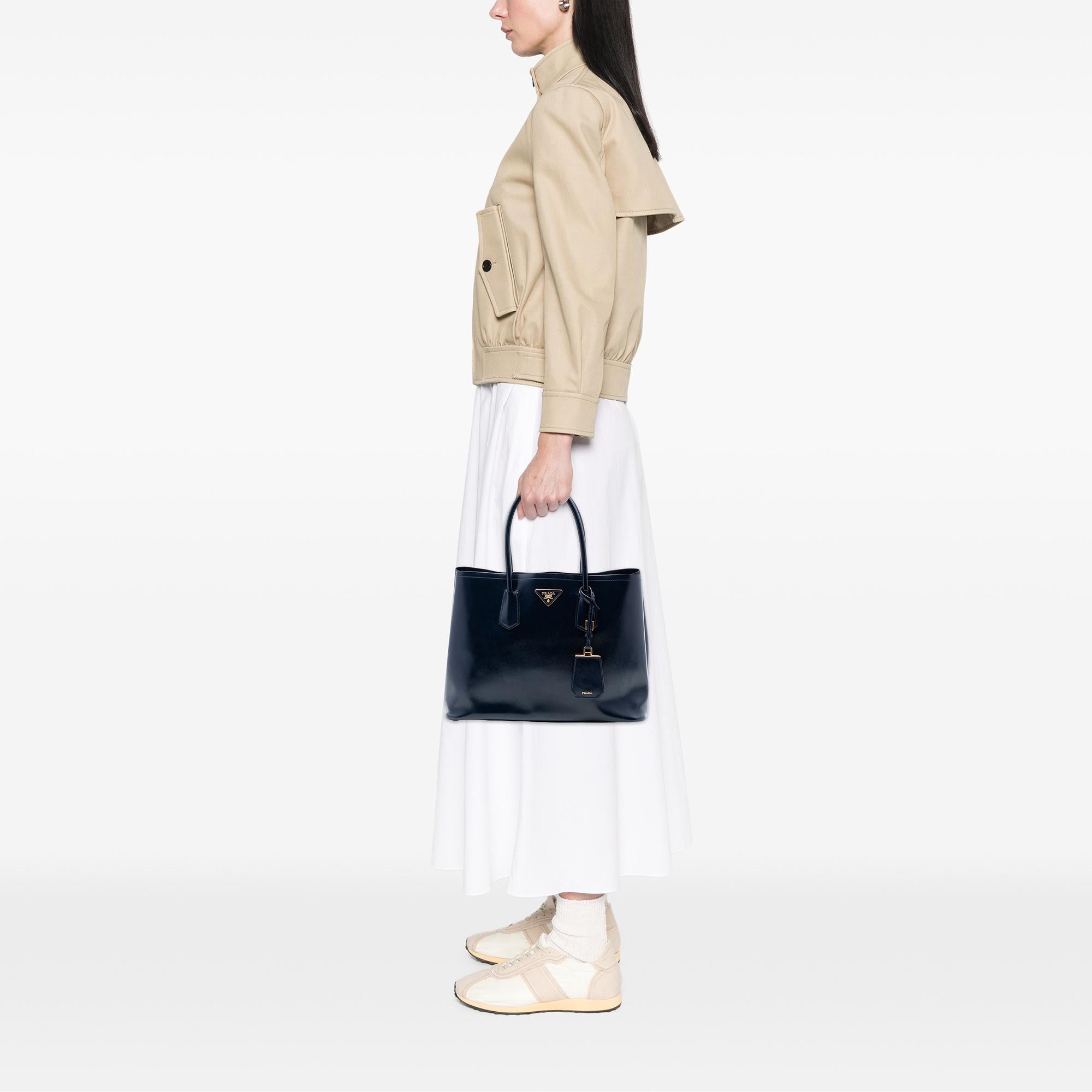 Prada Medium Saffiano Vernice Double Satchel