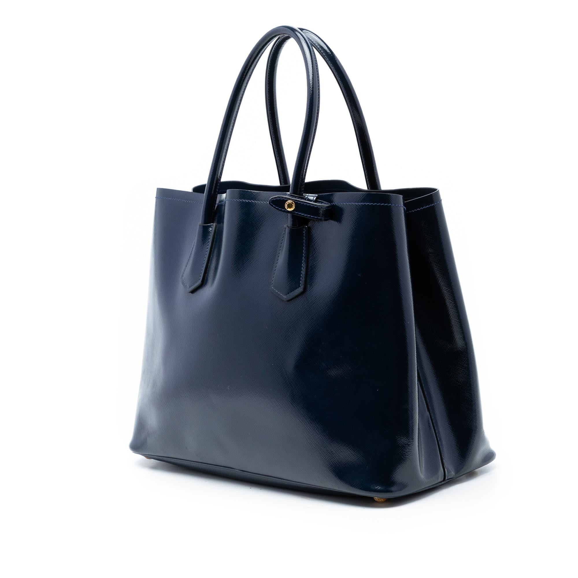 Prada Medium Saffiano Vernice Double Satchel