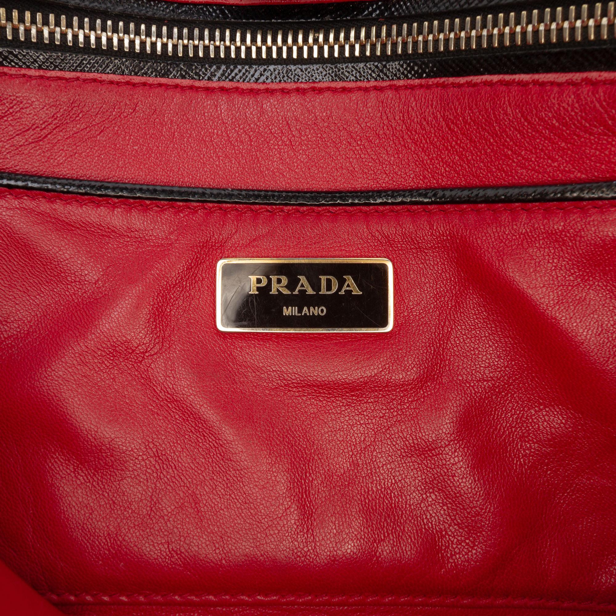 Prada Medium Saffiano Vernice Open Promenade Satchel
