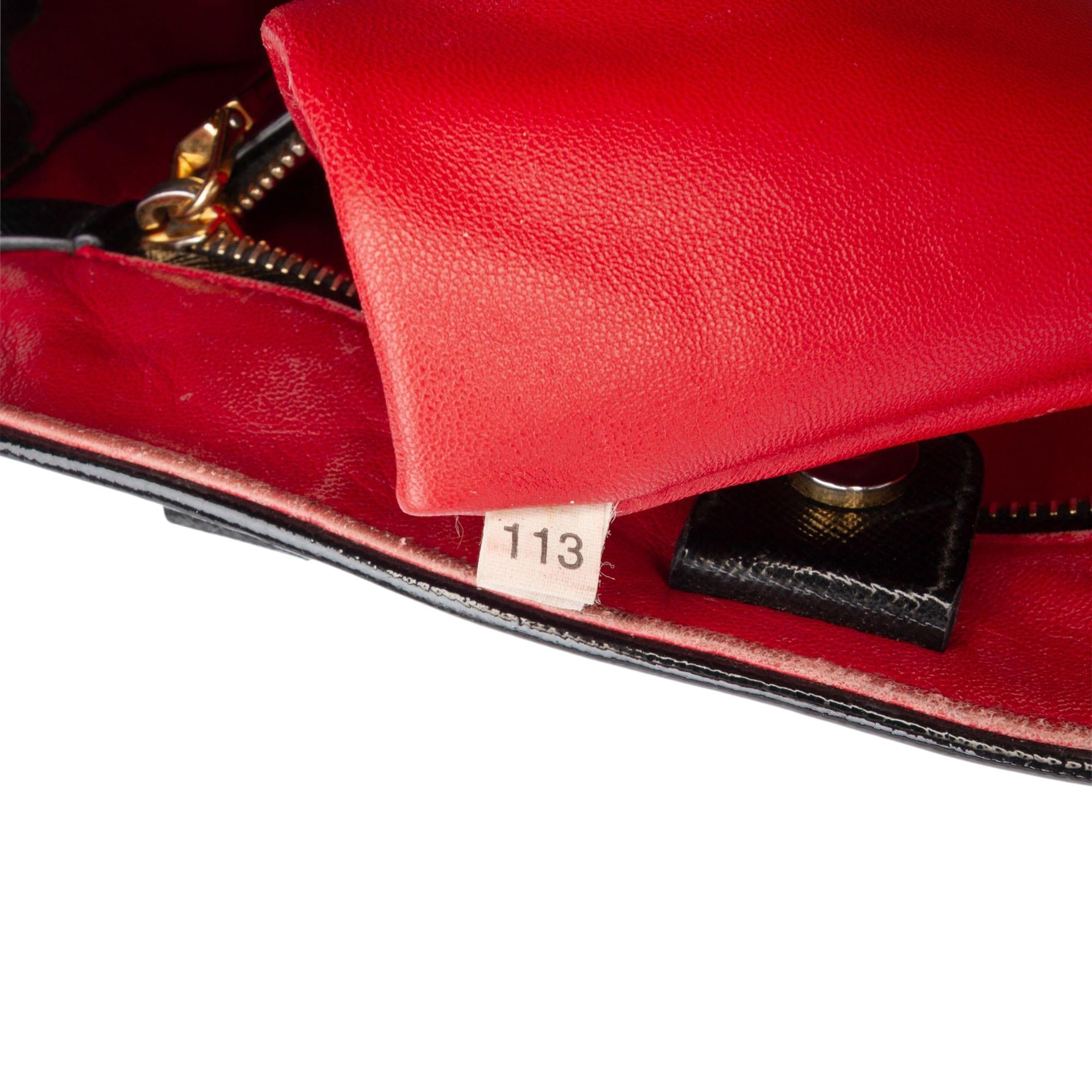 Prada Medium Saffiano Vernice Open Promenade Satchel