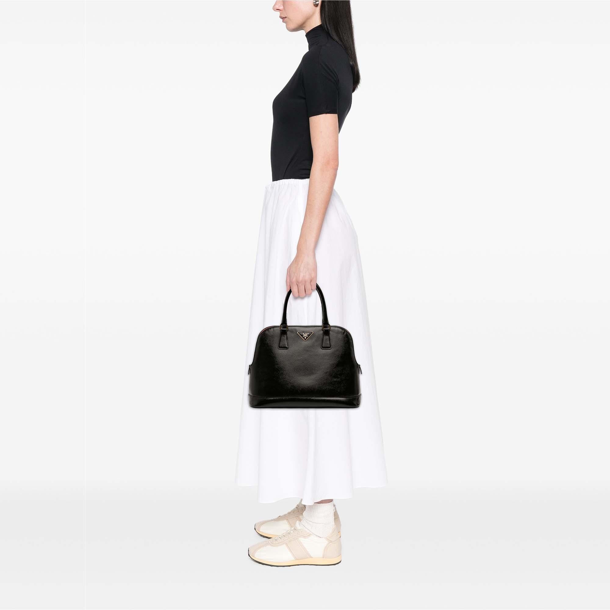 Prada Medium Saffiano Vernice Open Promenade Satchel