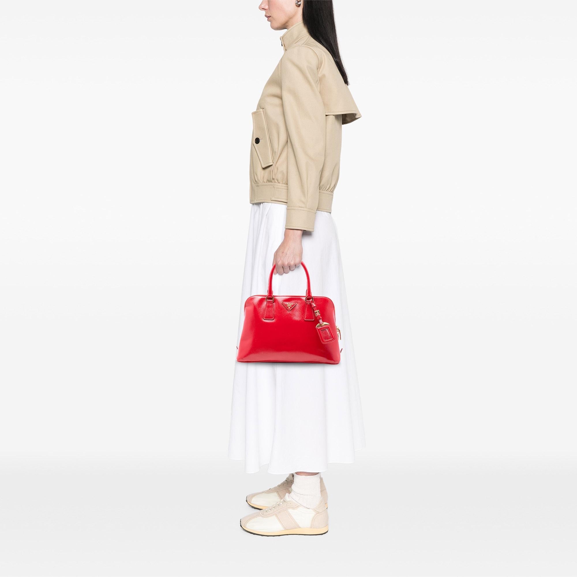 Prada Medium Saffiano Vernice Promenade Satchel