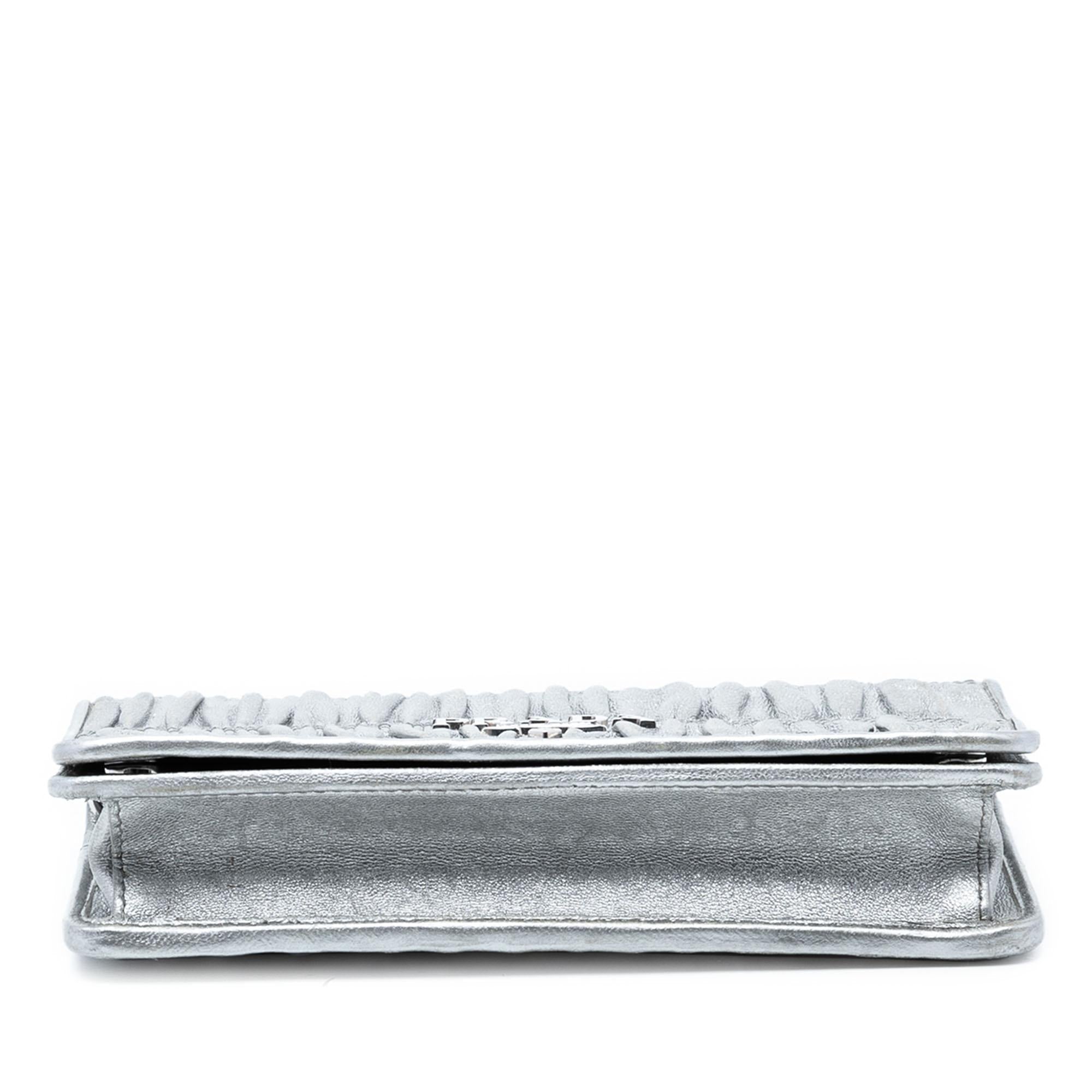 Prada Metallic Nappa Gaufre Wallet On Chain