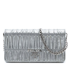 Prada Metallic Nappa Gaufre Wallet On Chain