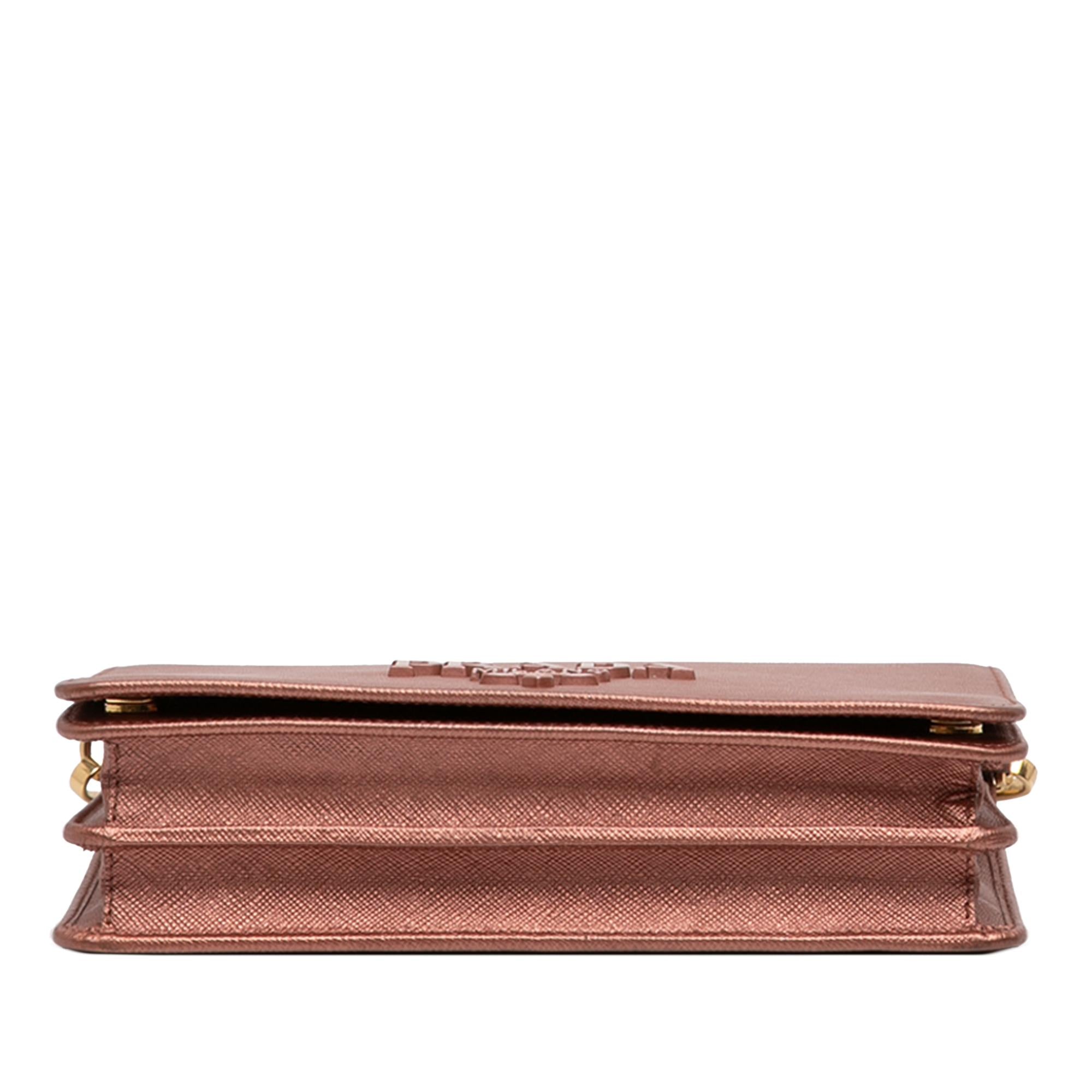Prada Metallic Saffiano Lux Chain Crossbody