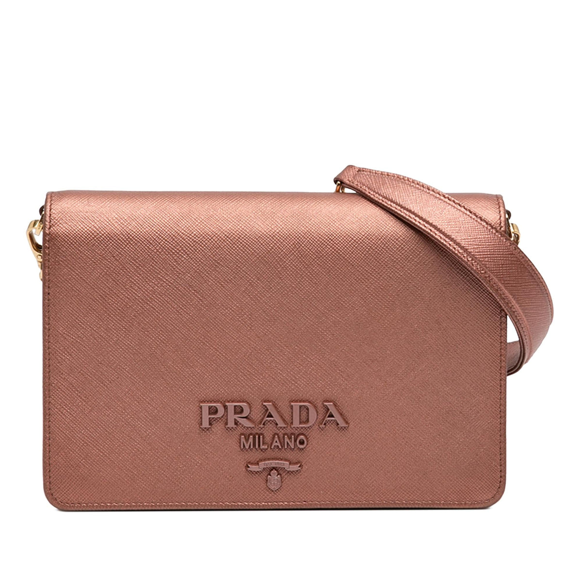 Prada Metallic Saffiano Lux Chain Crossbody