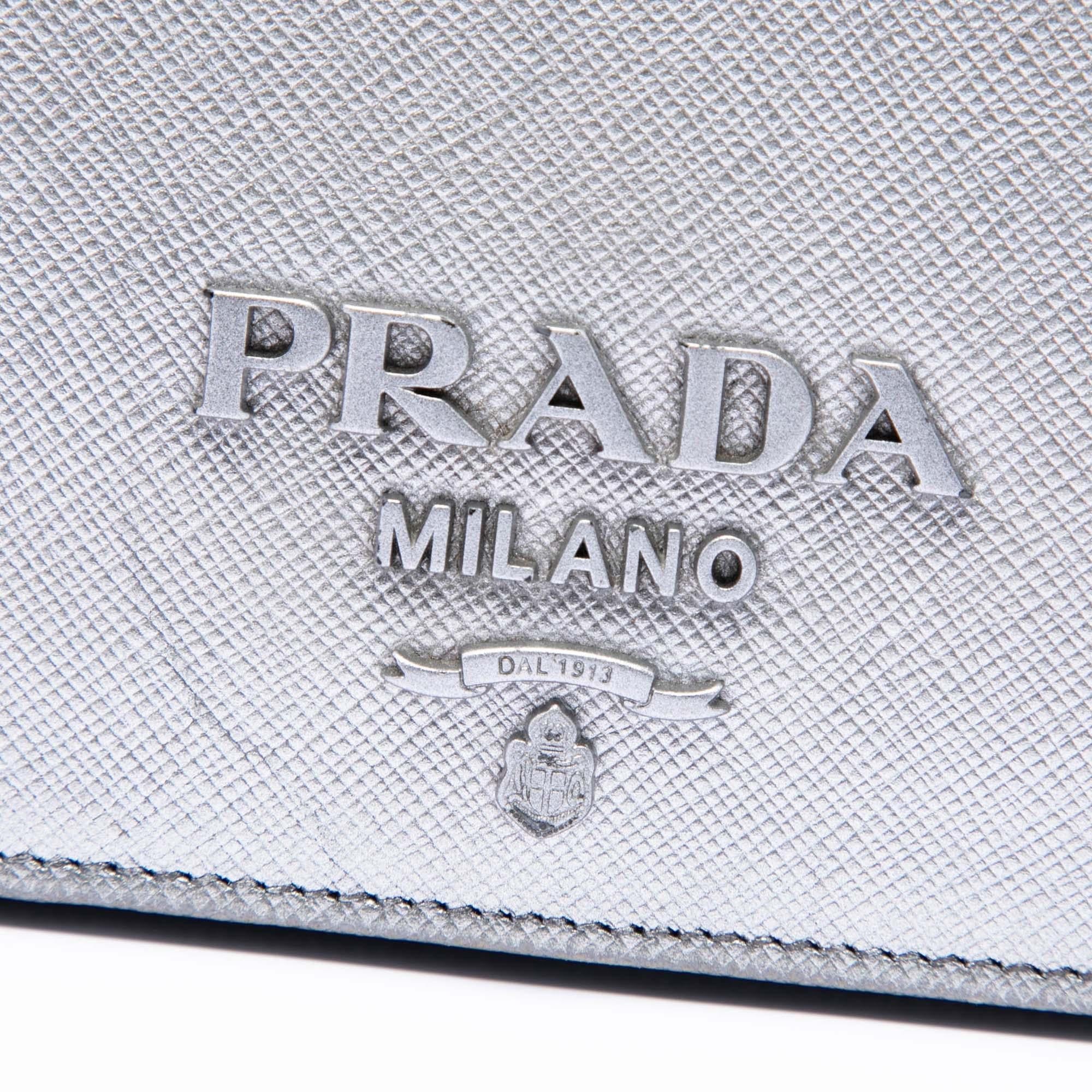 Prada Metallic Saffiano Lux Wallet on Chain