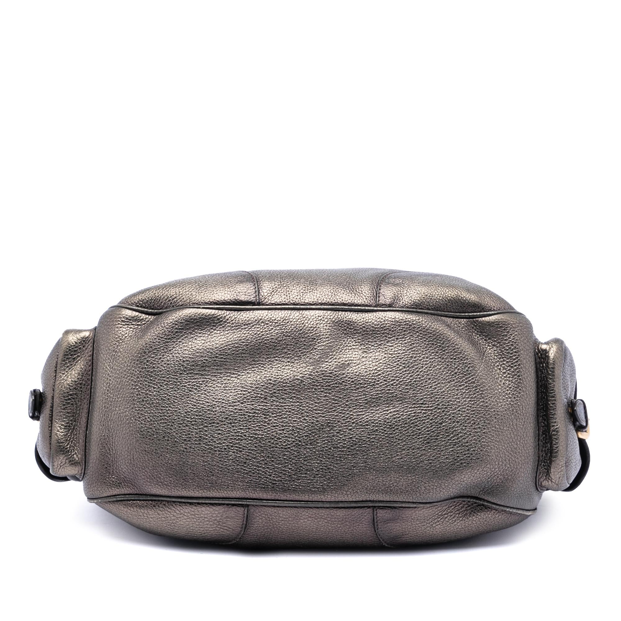 Prada Metallic Vitello Daino Side Flap Pockets Shoulder Bag