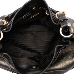 Prada Metallic Vitello Daino Side Flap Pockets Shoulder Bag
