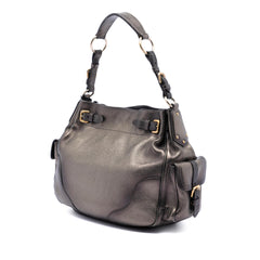 Prada Metallic Vitello Daino Side Flap Pockets Shoulder Bag