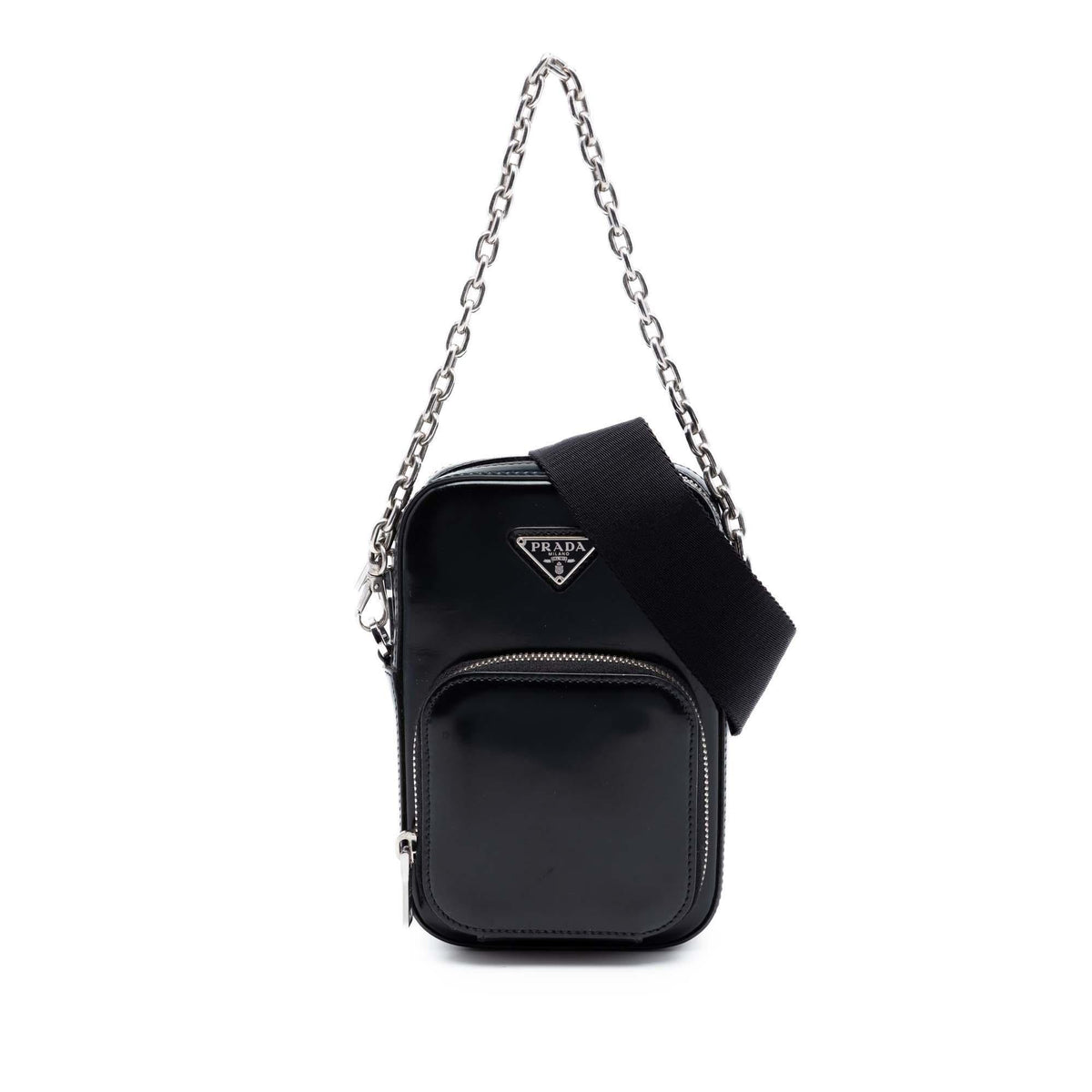Prada Mini Brushed Leather Phone Pouch