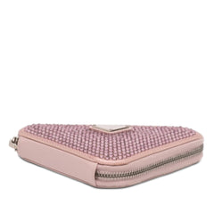 Prada Mini Crystal Embellished Satin and Leather Triangle Pouch