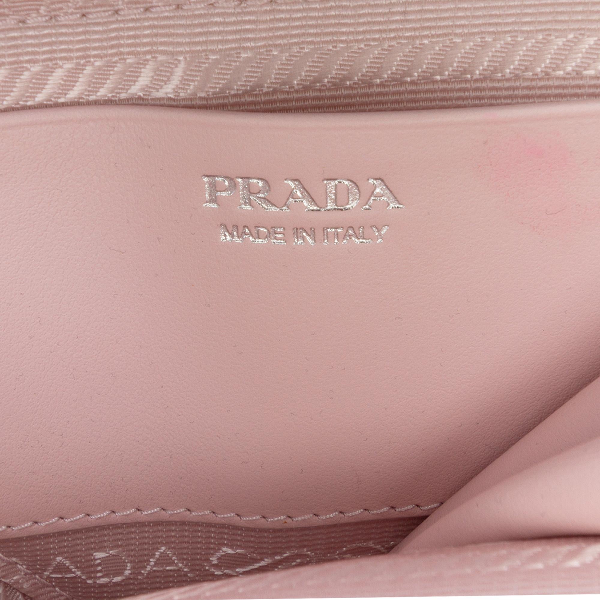 Prada Mini Crystal Embellished Satin and Leather Triangle Pouch