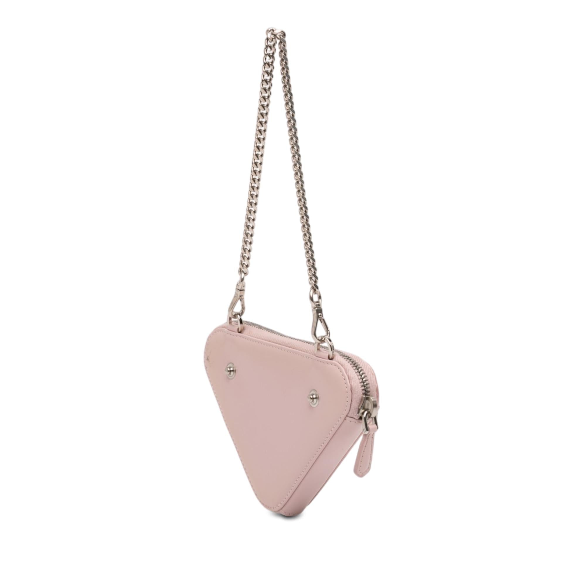 Prada Mini Crystal Embellished Satin and Leather Triangle Pouch