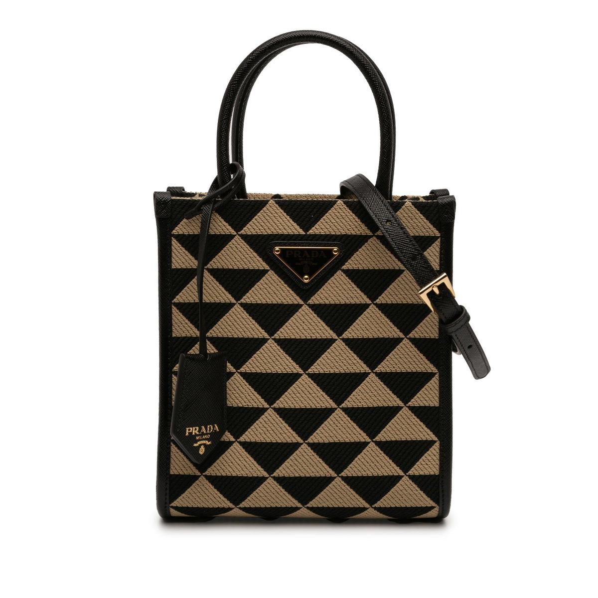 Prada Mini Embroidered Jacquard Symbole Triangolo Satchel