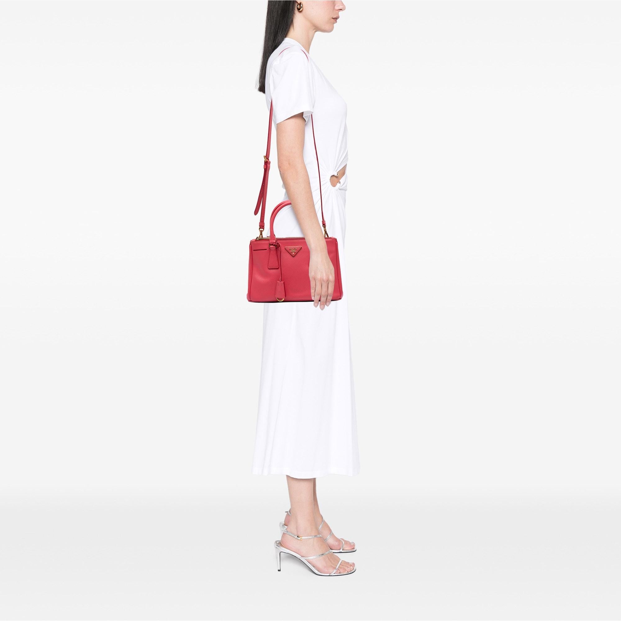 Prada Mini Saffiano Lux Galleria Double Zip Satchel