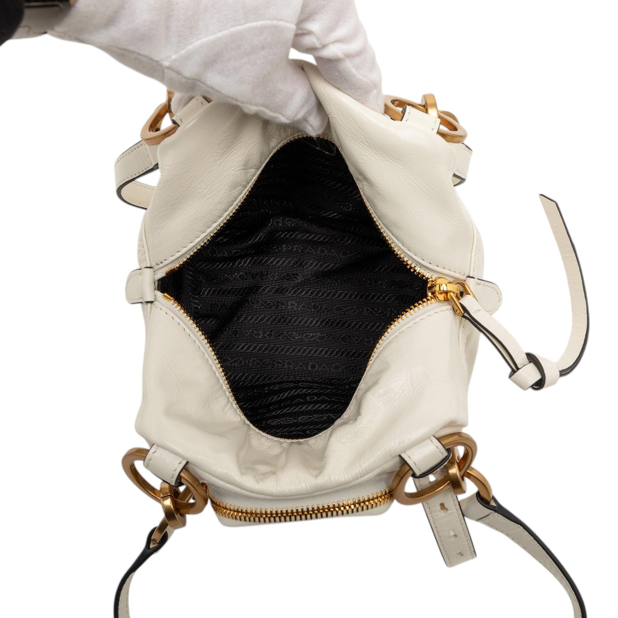 Prada Mini Soft Calfskin Dangle Top Handle Bag