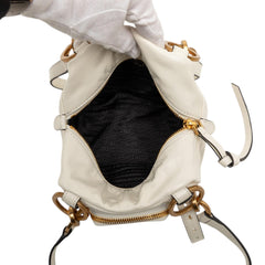 Prada Mini Soft Calfskin Dangle Top Handle Bag