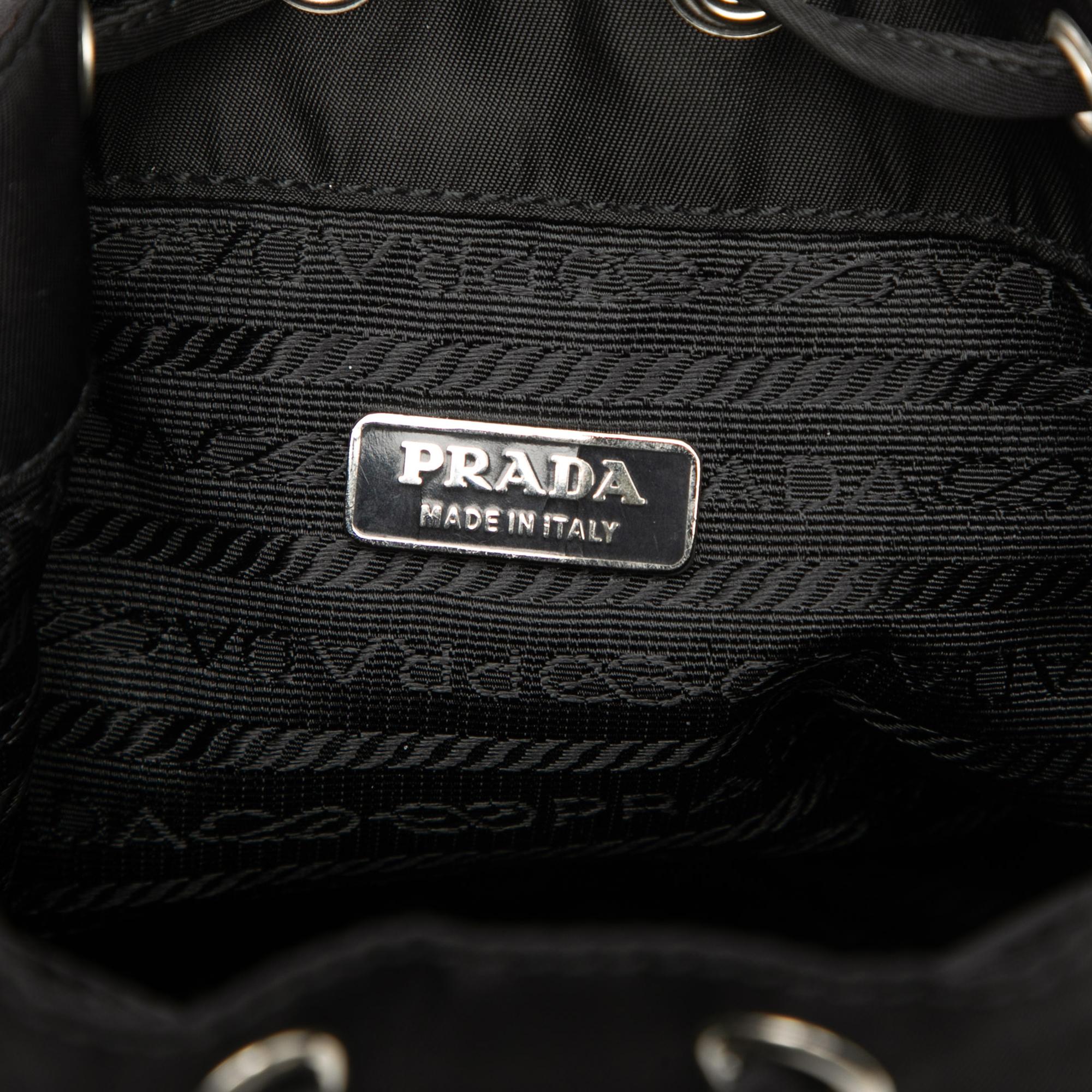 Prada Mini Tessuto Drawstring Bucket Bag