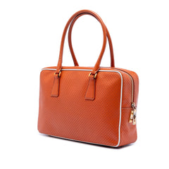 Prada Perforated Vitello Drive Leather Bauletto Top Handle Bag