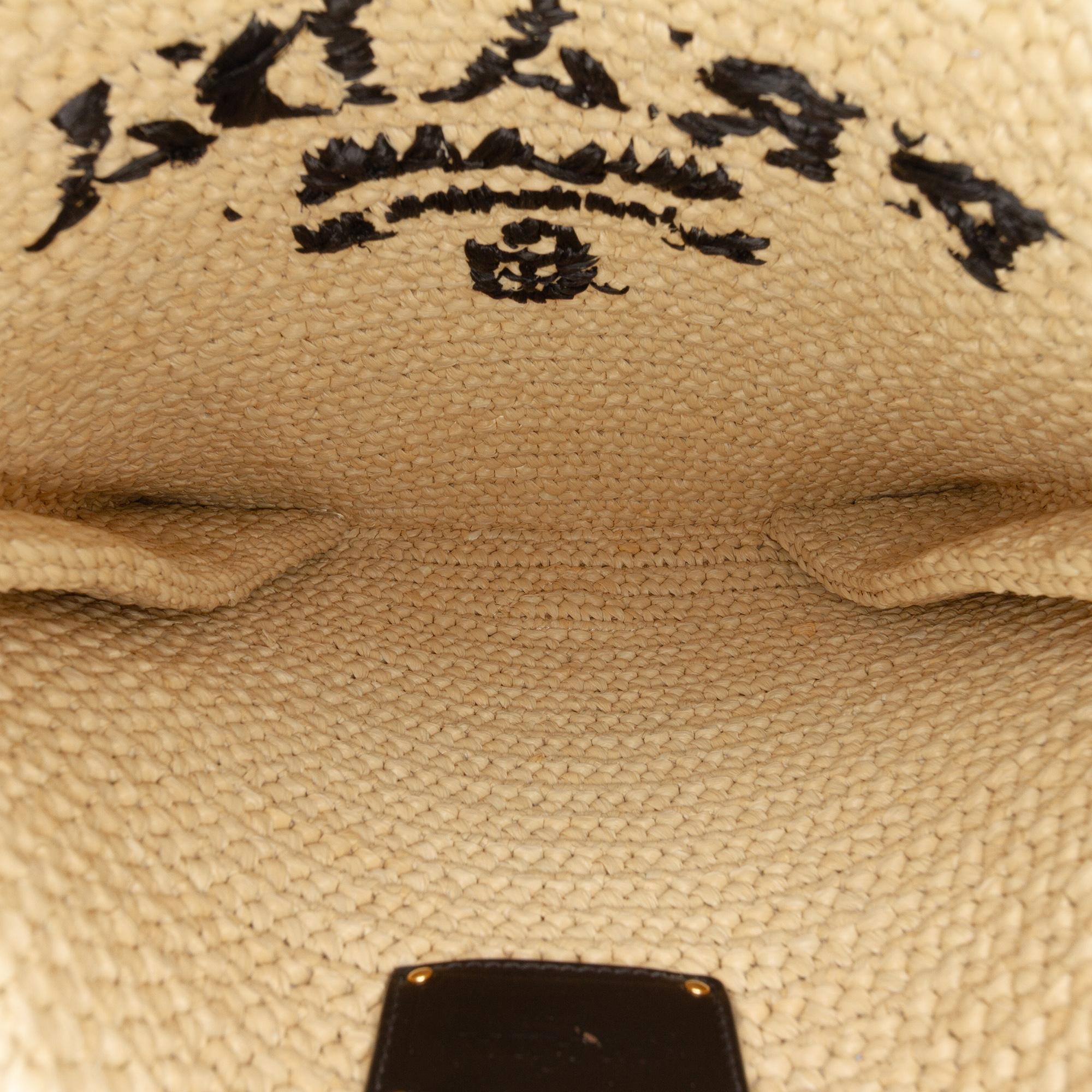 Prada Raffia Effect Crochet Logo Embroidered Crossbody