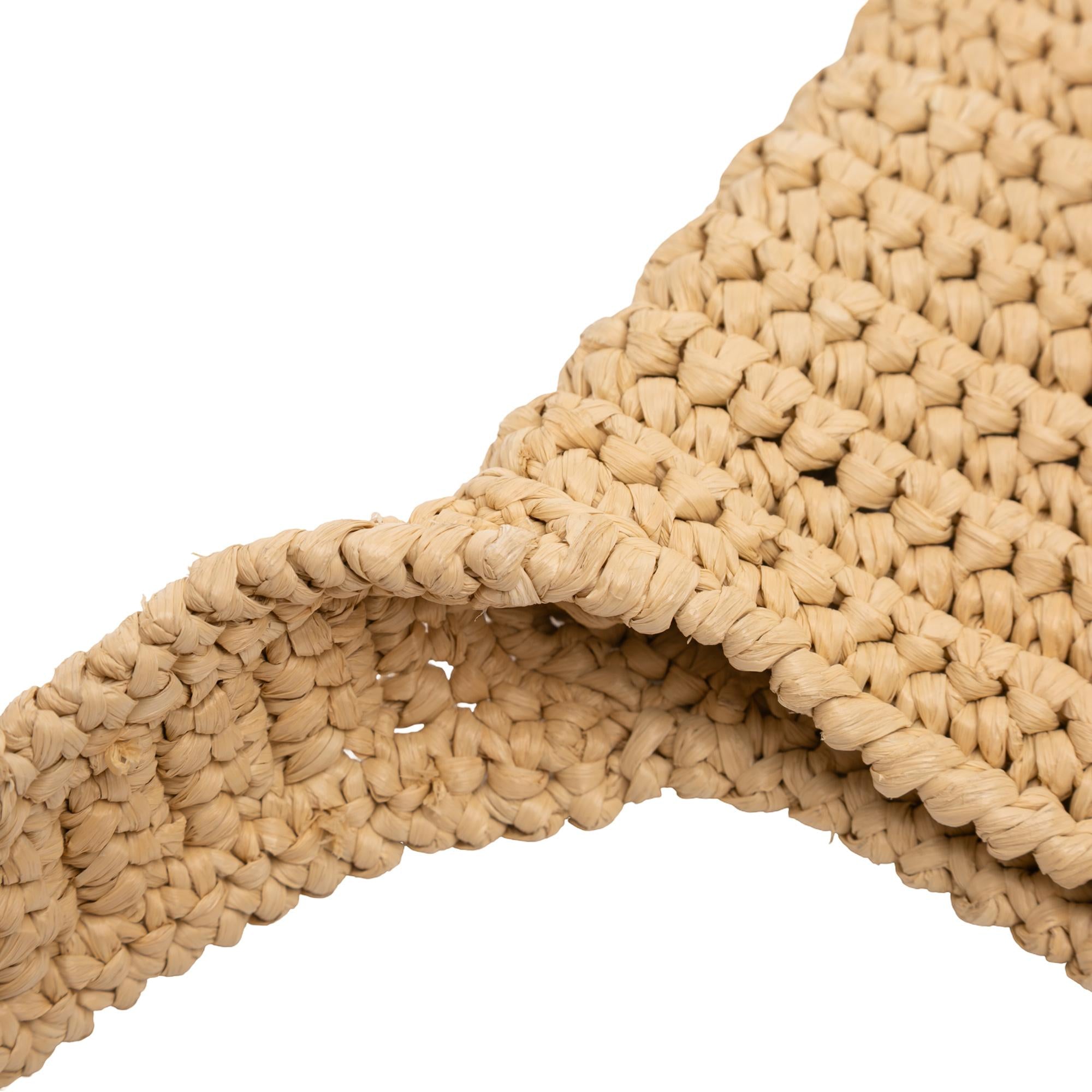 Prada Raffia Effect Crochet Logo Embroidered Crossbody