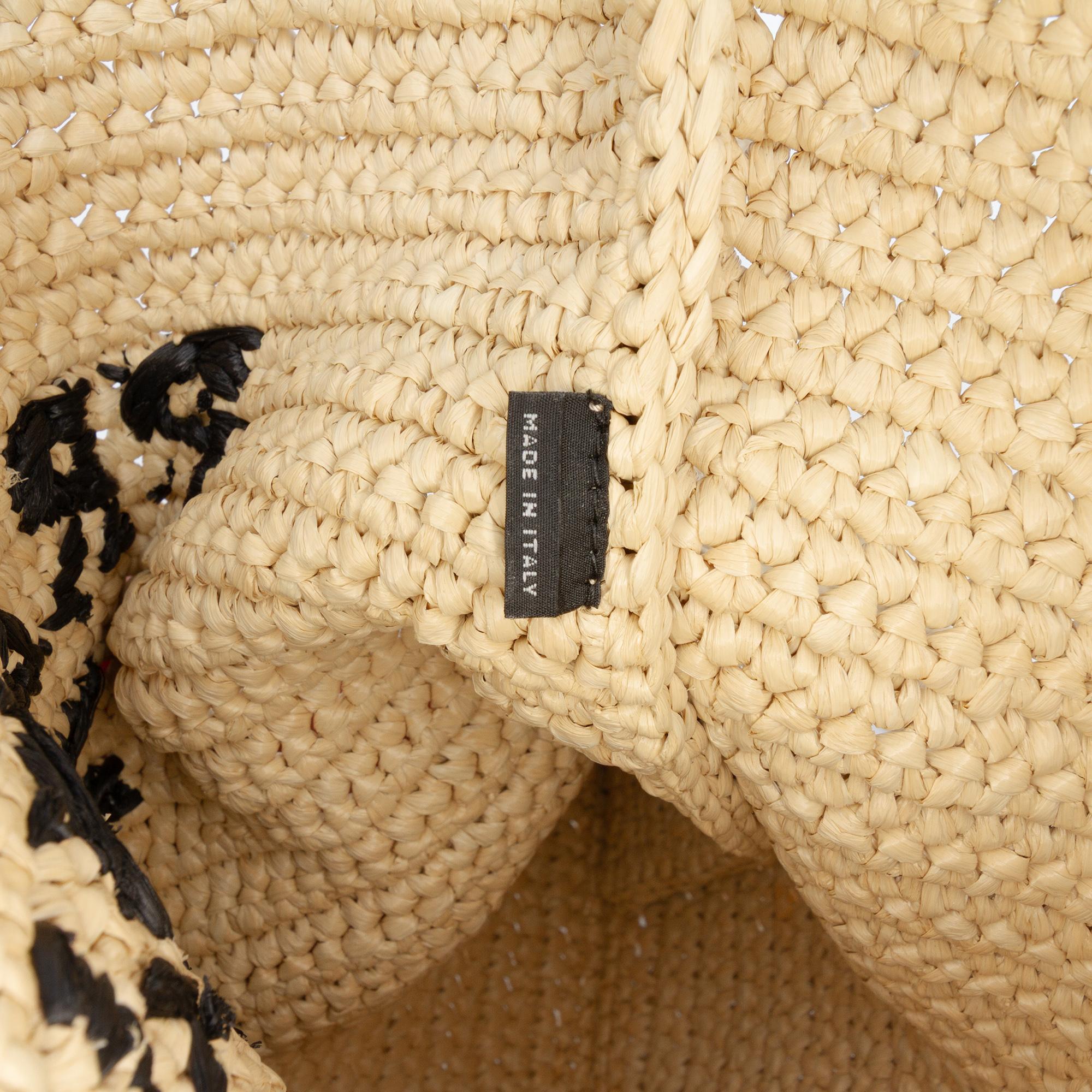 Prada Raffia Effect Crochet Logo Embroidered Crossbody