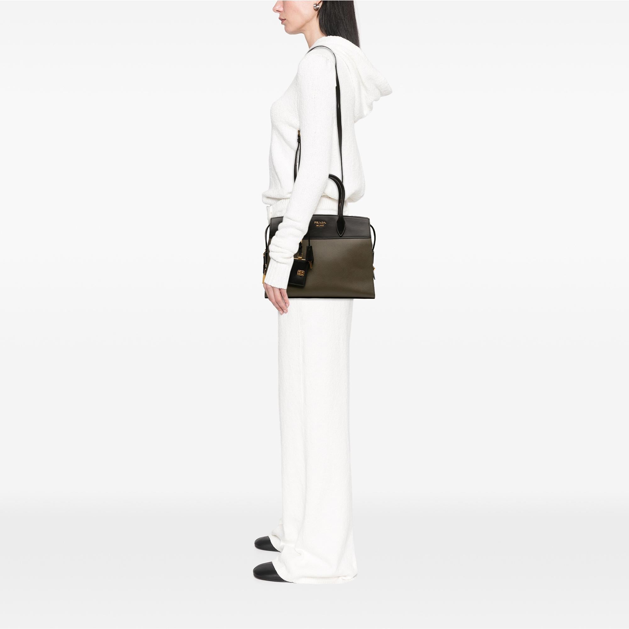 Prada Saffiano And City Calf Esplanade Satchel