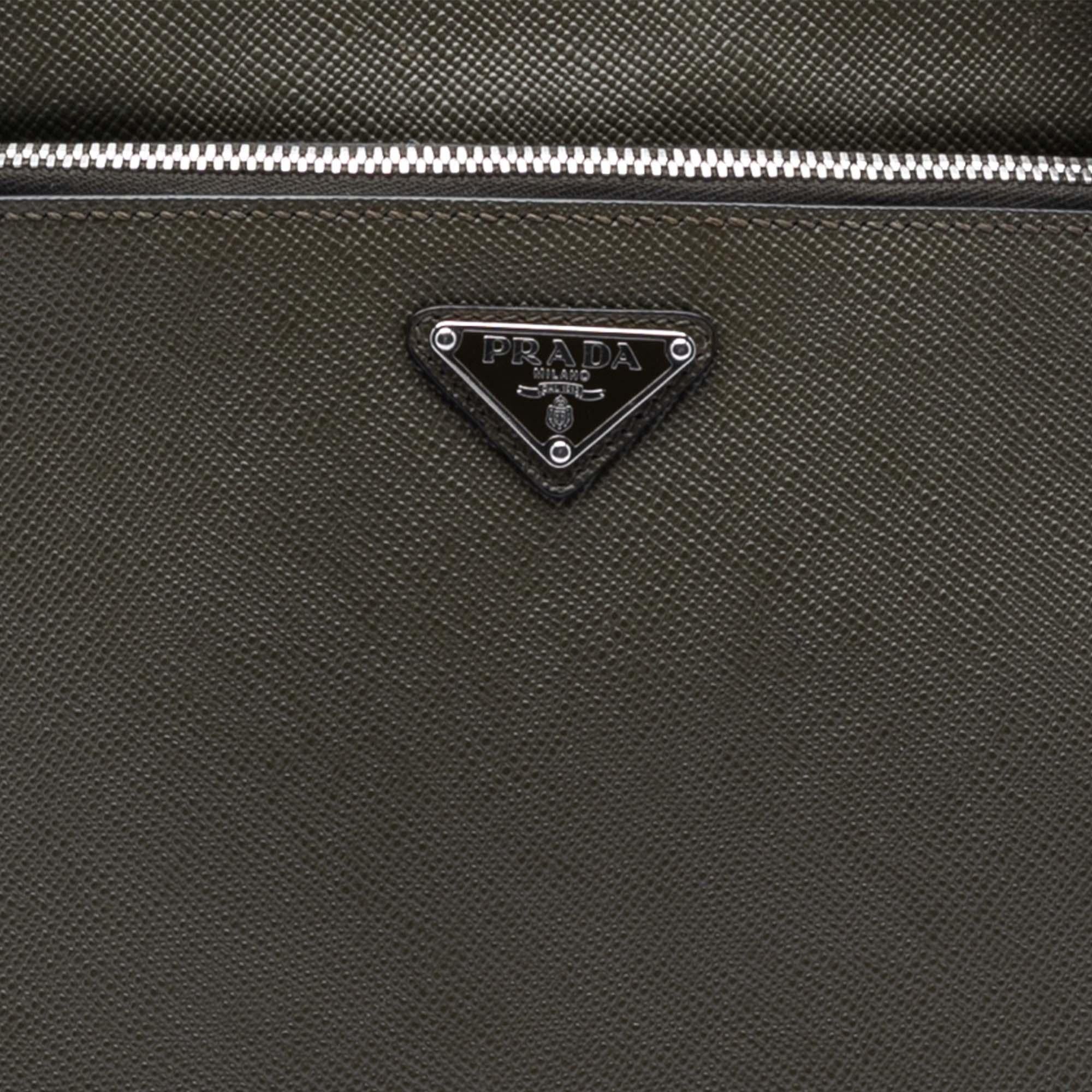 Prada Saffiano Brique Zip Top Crossbody