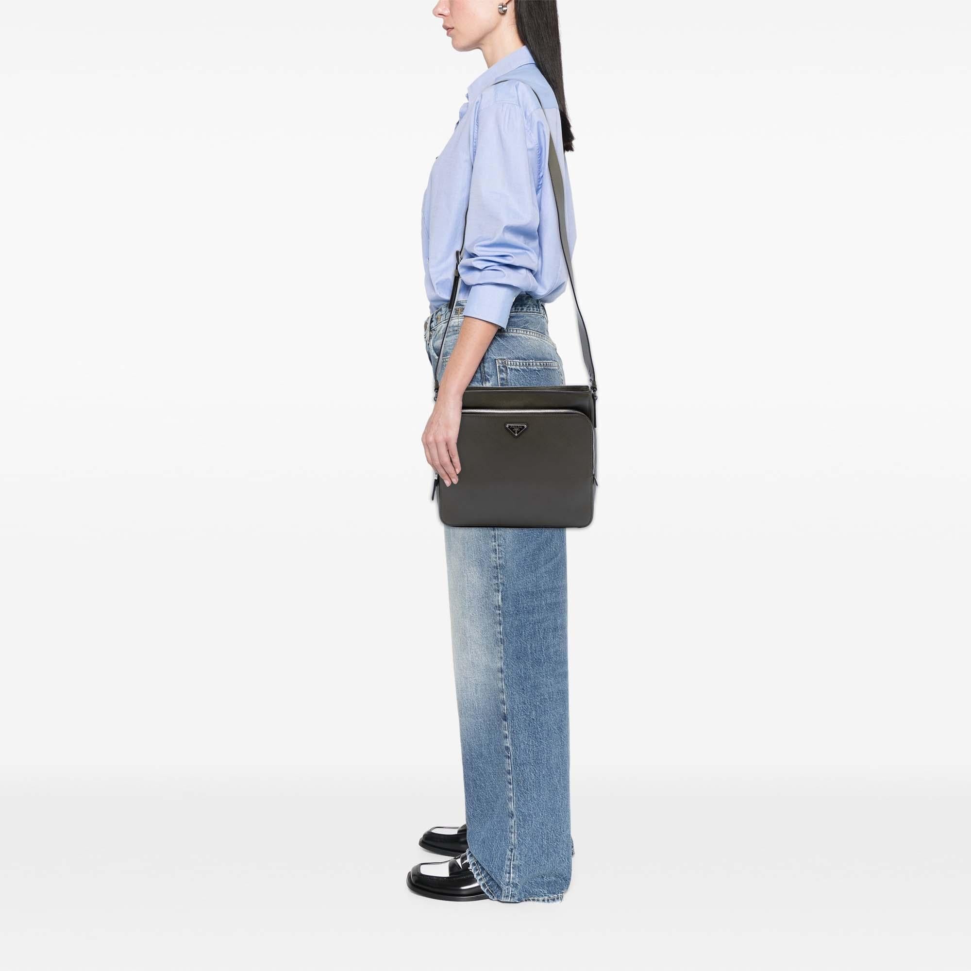Prada Saffiano Brique Zip Top Crossbody