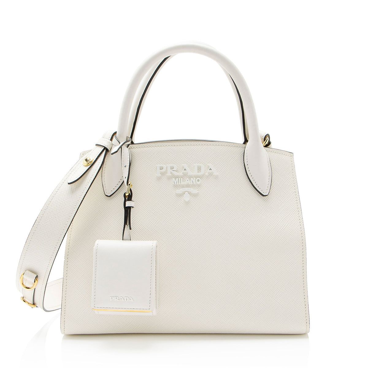 Prada Saffiano Cuir Leather Monochrome Small Tote