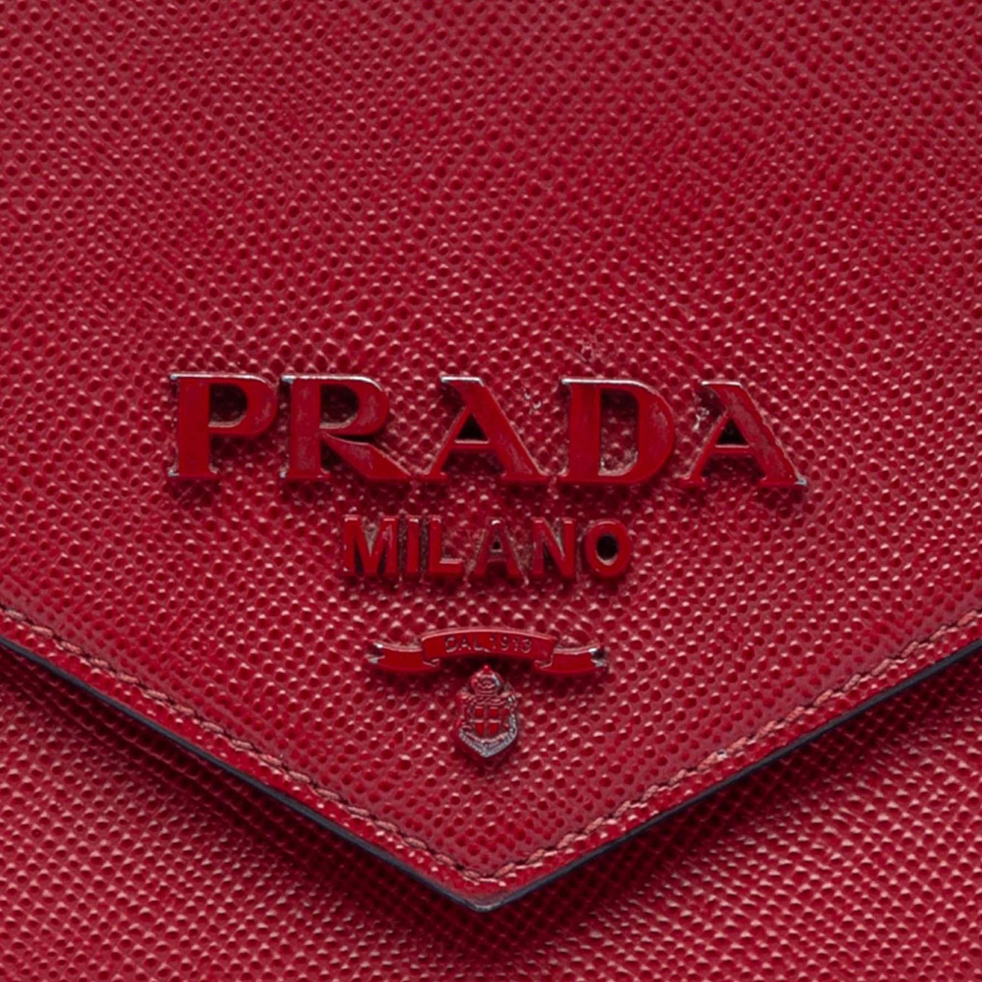 Prada Saffiano Cuir Monochrome Envelope Crossbody