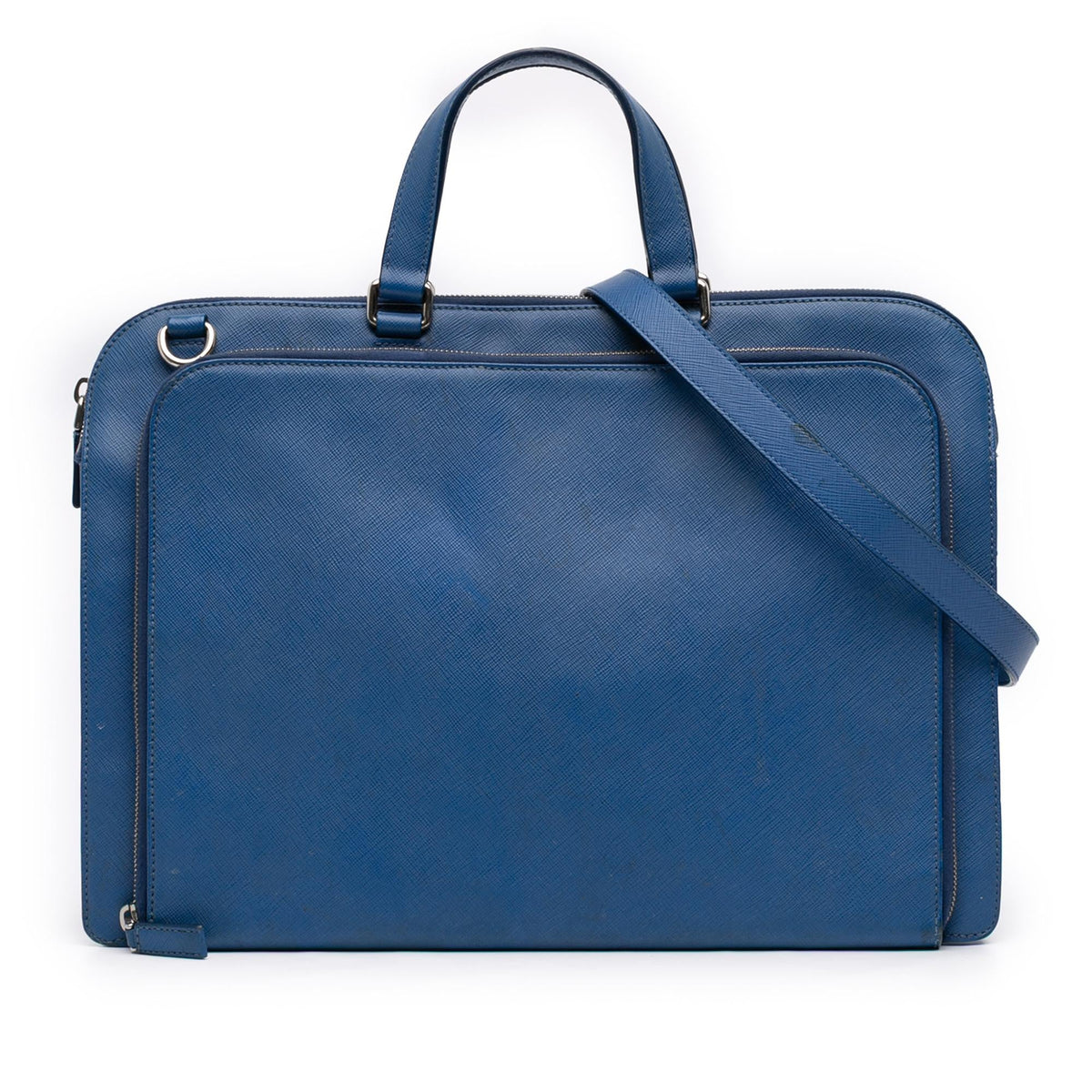 Prada Saffiano Cuir Travel Front Zip Pocket Briefcase