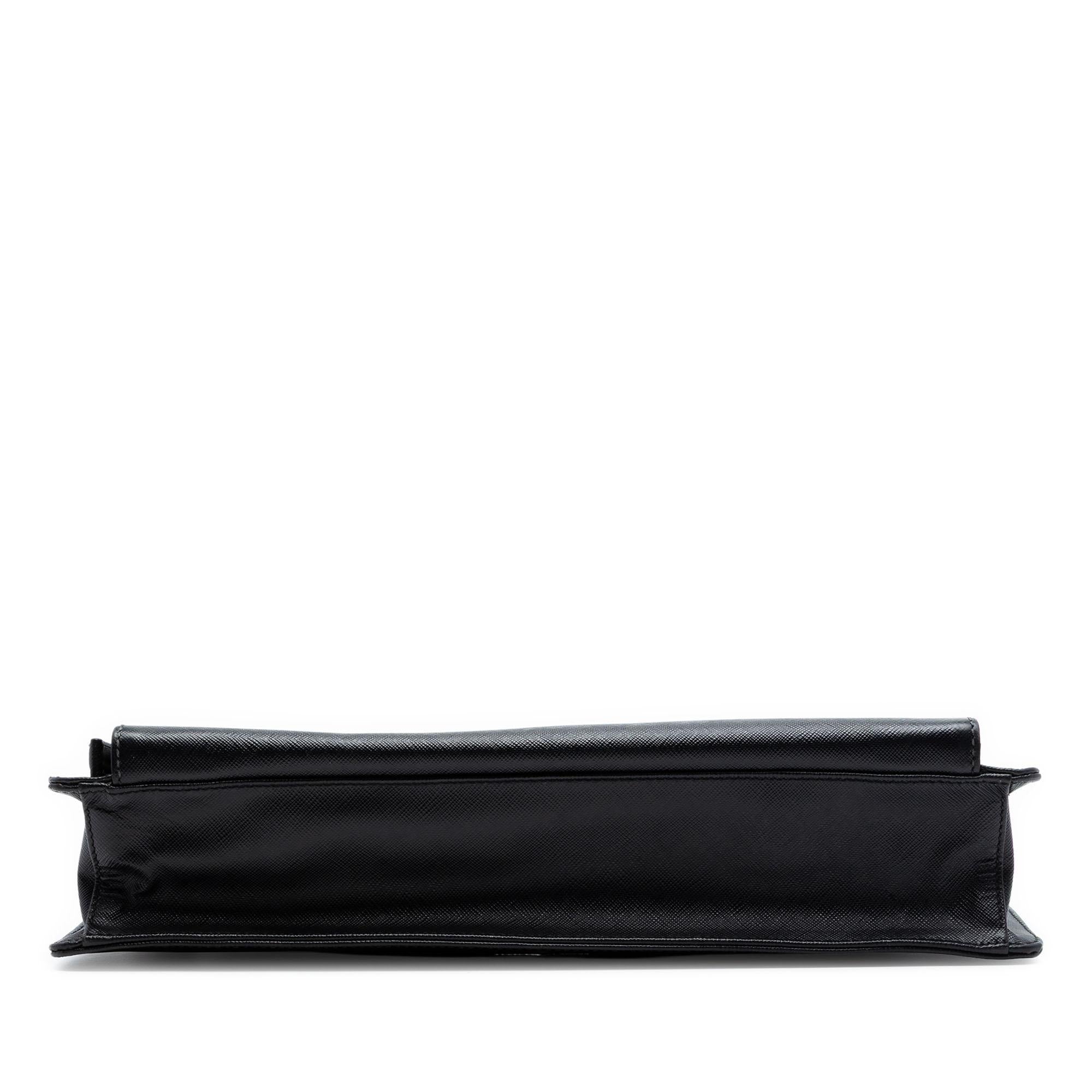 Prada Saffiano Cuir Travel Front Zip Pocket Briefcase