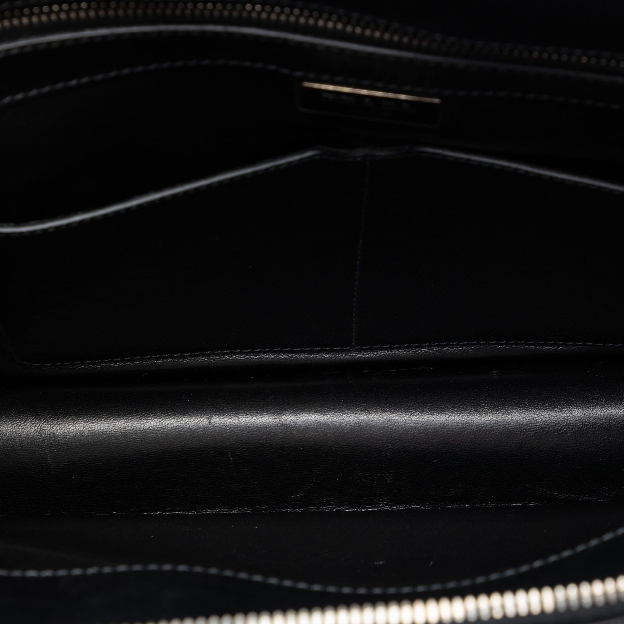 Prada Saffiano Cuir Travel Front Zip Pocket Briefcase