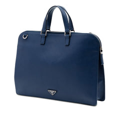 Prada Saffiano Cuir Travel Front Zip Pocket Briefcase