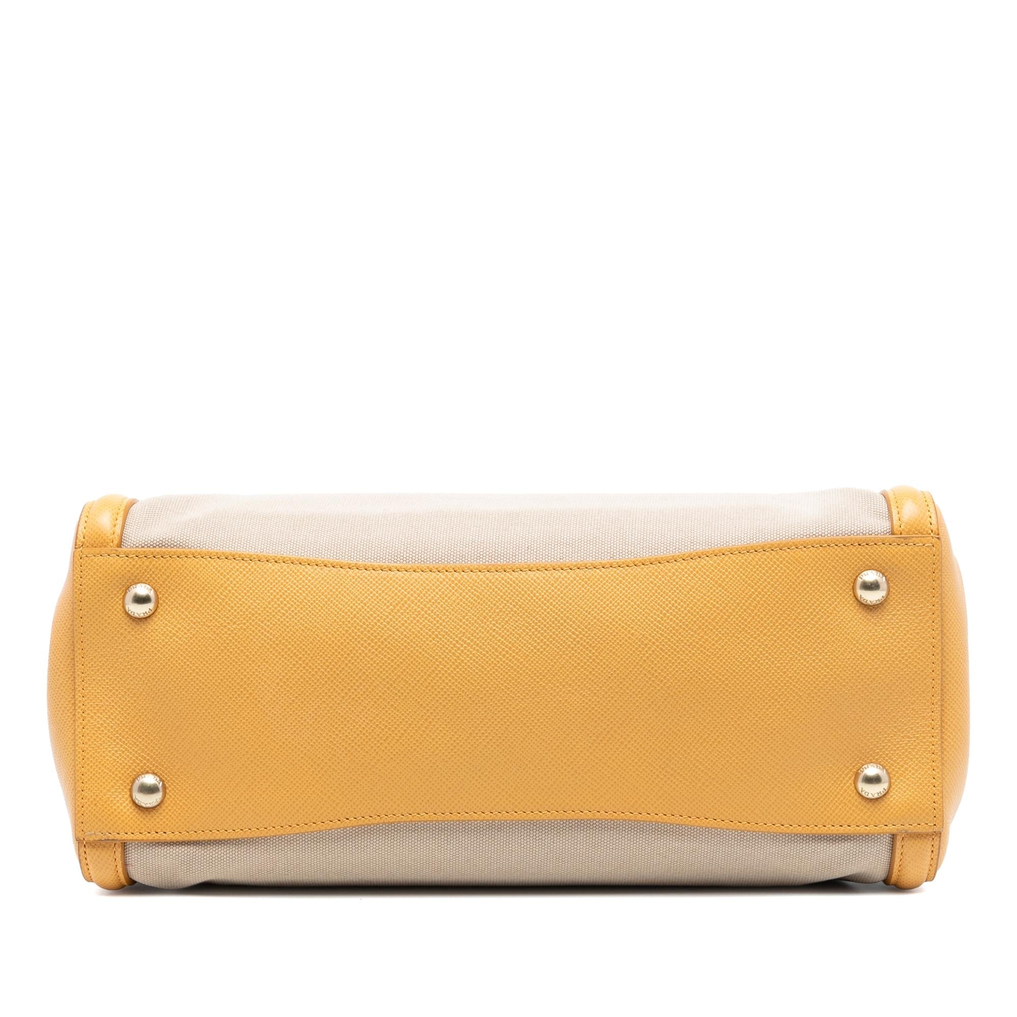Prada Saffiano Cuir Trimmed Canapa Satchel